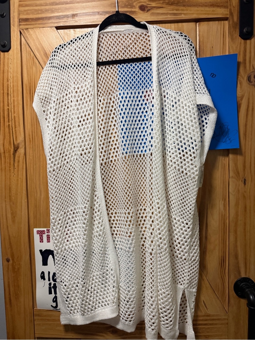 Women's Open-Knit White Cardigan Sweater